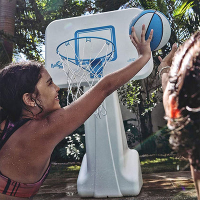 Dunn-Rite Poolside Basketball Hoop w/ ProVolly Regulation Volleyball Set & Ball