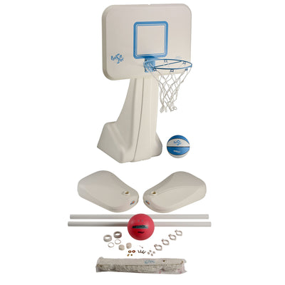 Dunn-Rite Pool Sport Basketball Hoop with AquaVolly Volleyball Set, 24 Foot Net