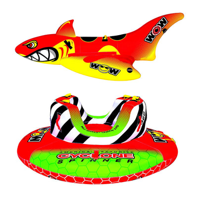 WOW Watersports Inflatable Big Shark Towable Boating Tube & Cyclone Spinner Tube - VMInnovations