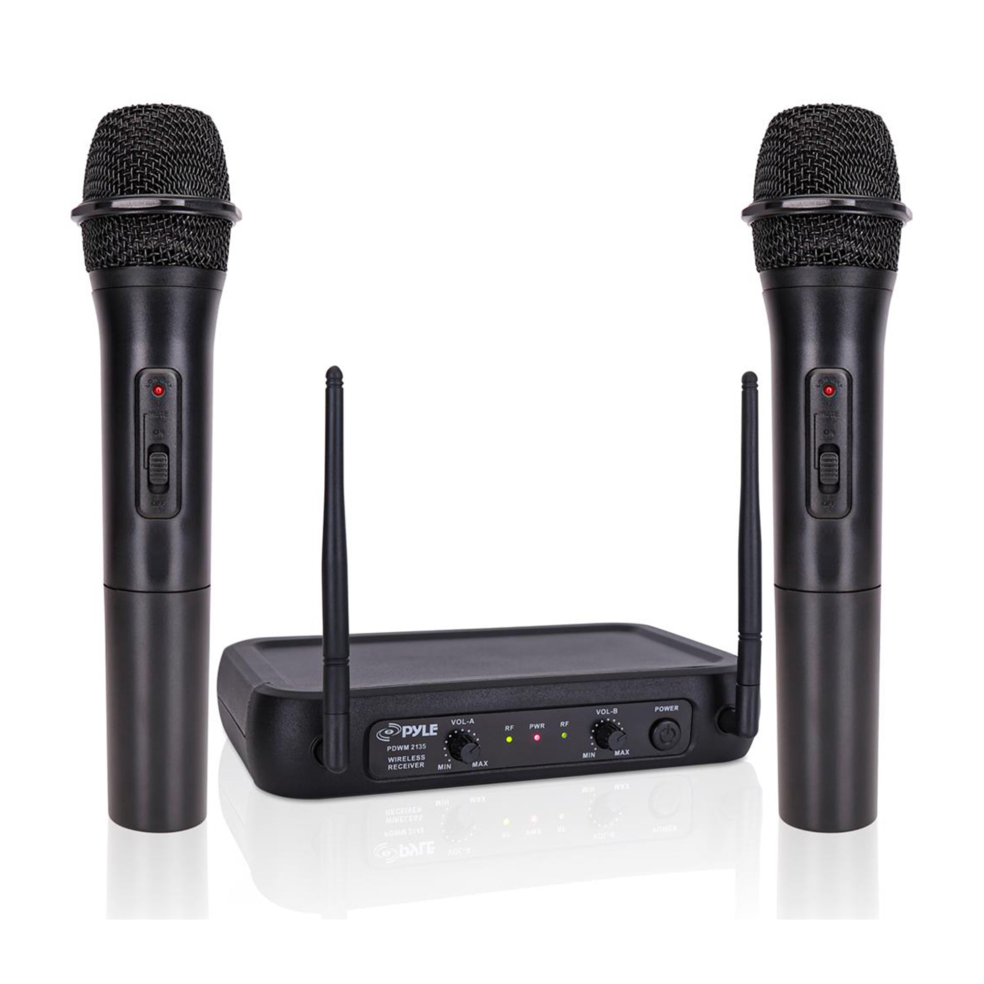 Pyle Fixed Frequency Wireless Handheld Karaoke Microphones with 2 Handheld Mics - VMInnovations