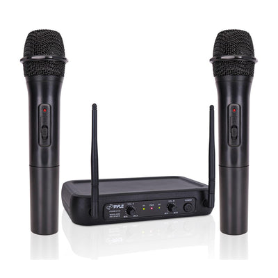 Pyle Fixed Frequency Wireless Karaoke Microphones w/ 2 Handheld Mics (Open Box)