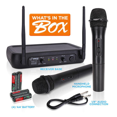 Pyle Fixed Frequency Wireless Karaoke Microphones w/ 2 Handheld Mics (Open Box)