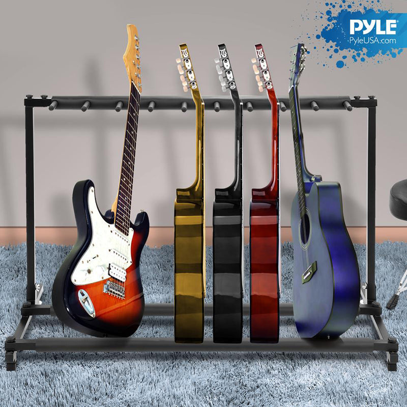 Pyle PGST93 Portable Multi Instrument 9 Space Guitar Floor Stand Rack Holder