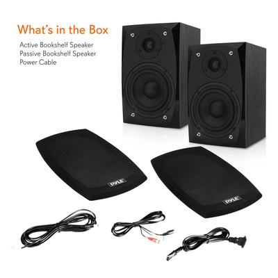 Pyle 300 Watt HiFi Bluetooth Desktop Bookshelf Pair Stereo Speaker System, Black