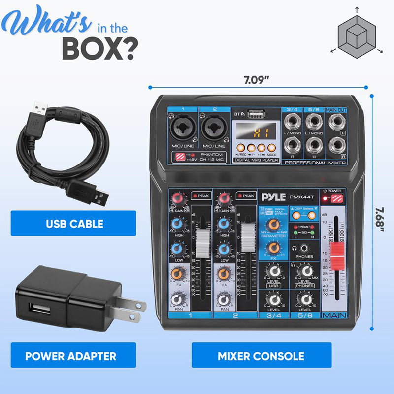 Pyle 6 Channel Sound Board Mixer System for DJ Studio Audio w/ USB (Open Box)