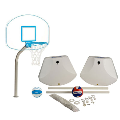 Dunn-Rite Clear Hoop Jr. Pool Basketball Set & WaterVolly Pool Volleyball Set