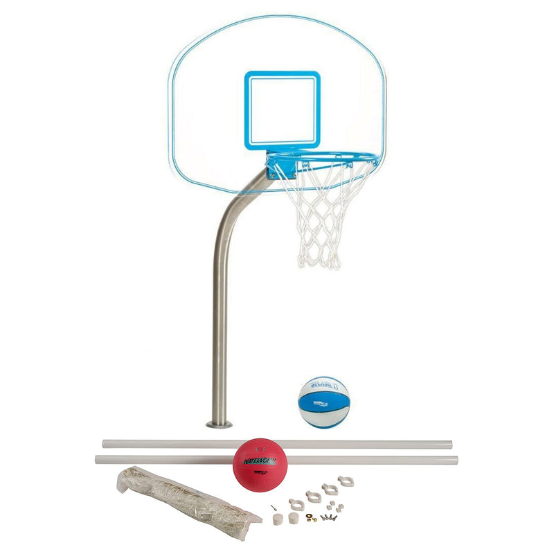 Dunn-Rite Clear Hoop Jr. Basketball (No Anchors) & ProVolly Volleyball Pool Set
