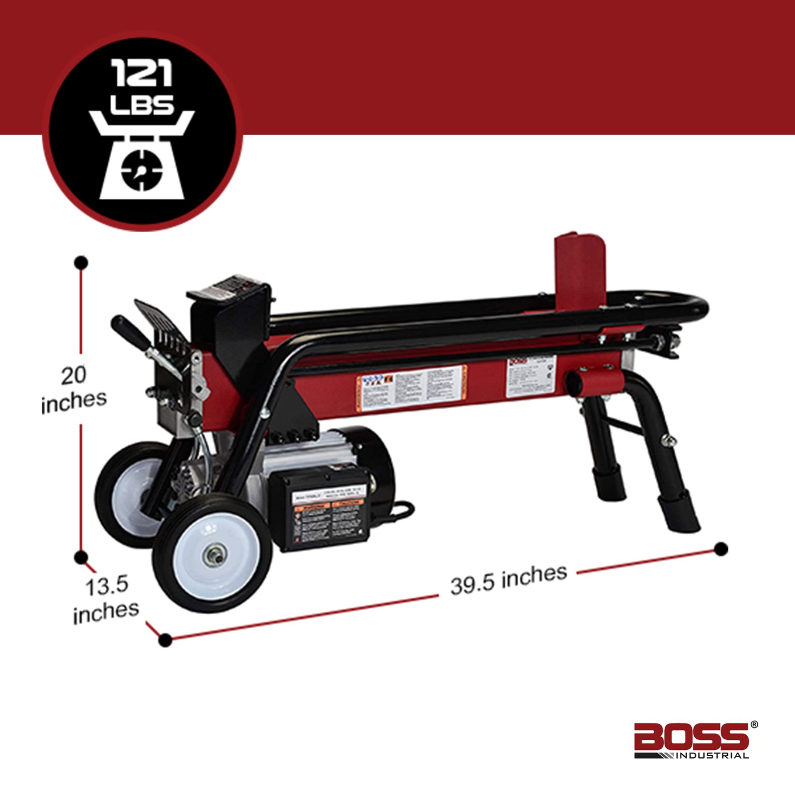 Boss Industrial 7 Ton Lightweight Portable Hydraulic Electric Home Log Splitter - VMInnovations