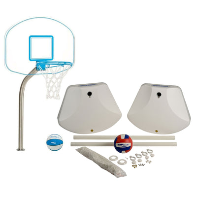 Dunn-Rite Clear Hoop Jr Basketball (No Anchors) & WaterVolly Volleyball Pool Set