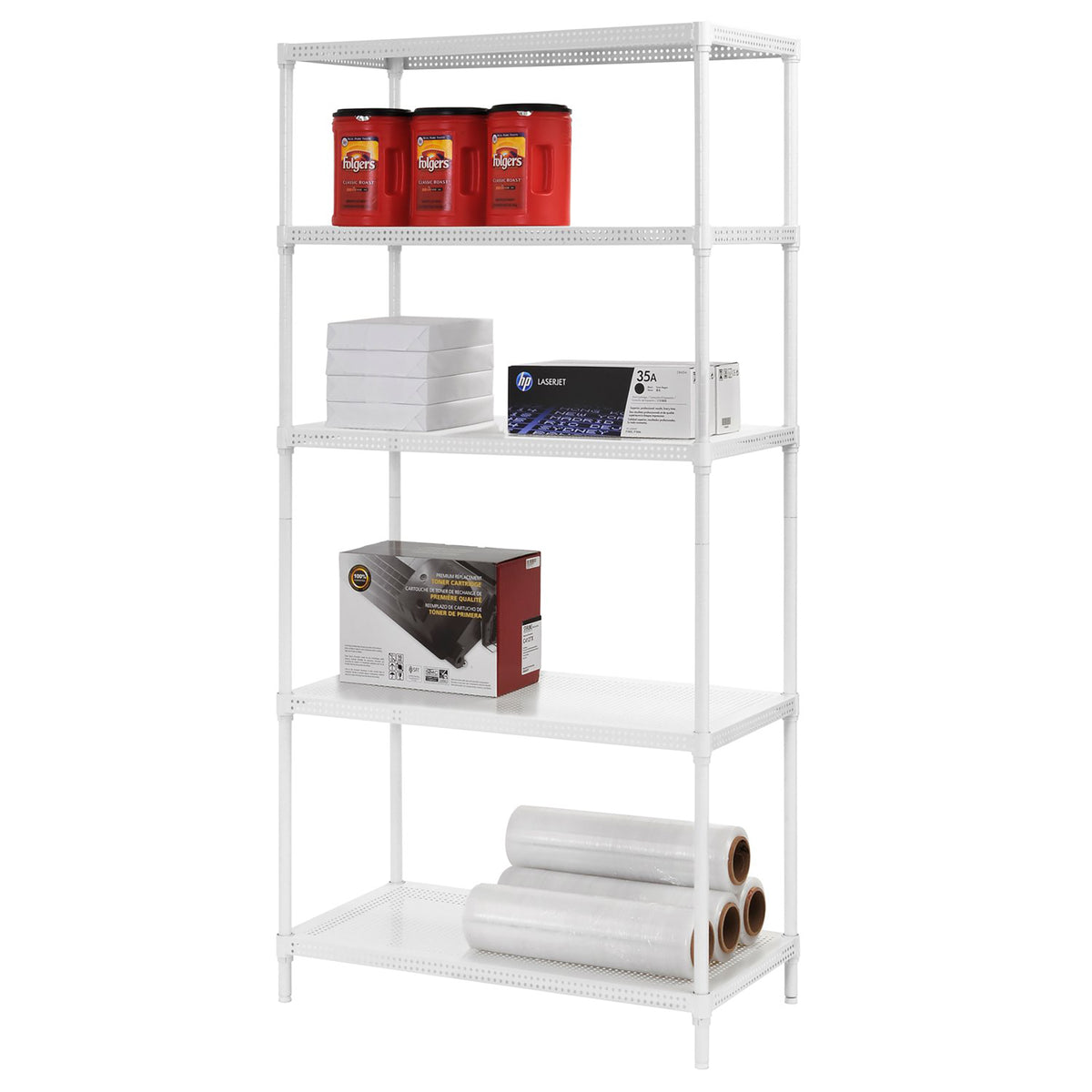 Muscle Rack 71 Inch Tall 5 Tier Perforated Steel Shelving Storage Unit(Open Box)