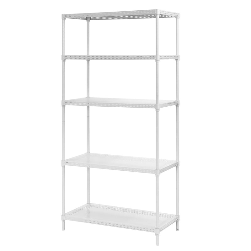Muscle Rack 71 Inch Tall 5 Tier Perforated Steel Shelving Storage Unit, White
