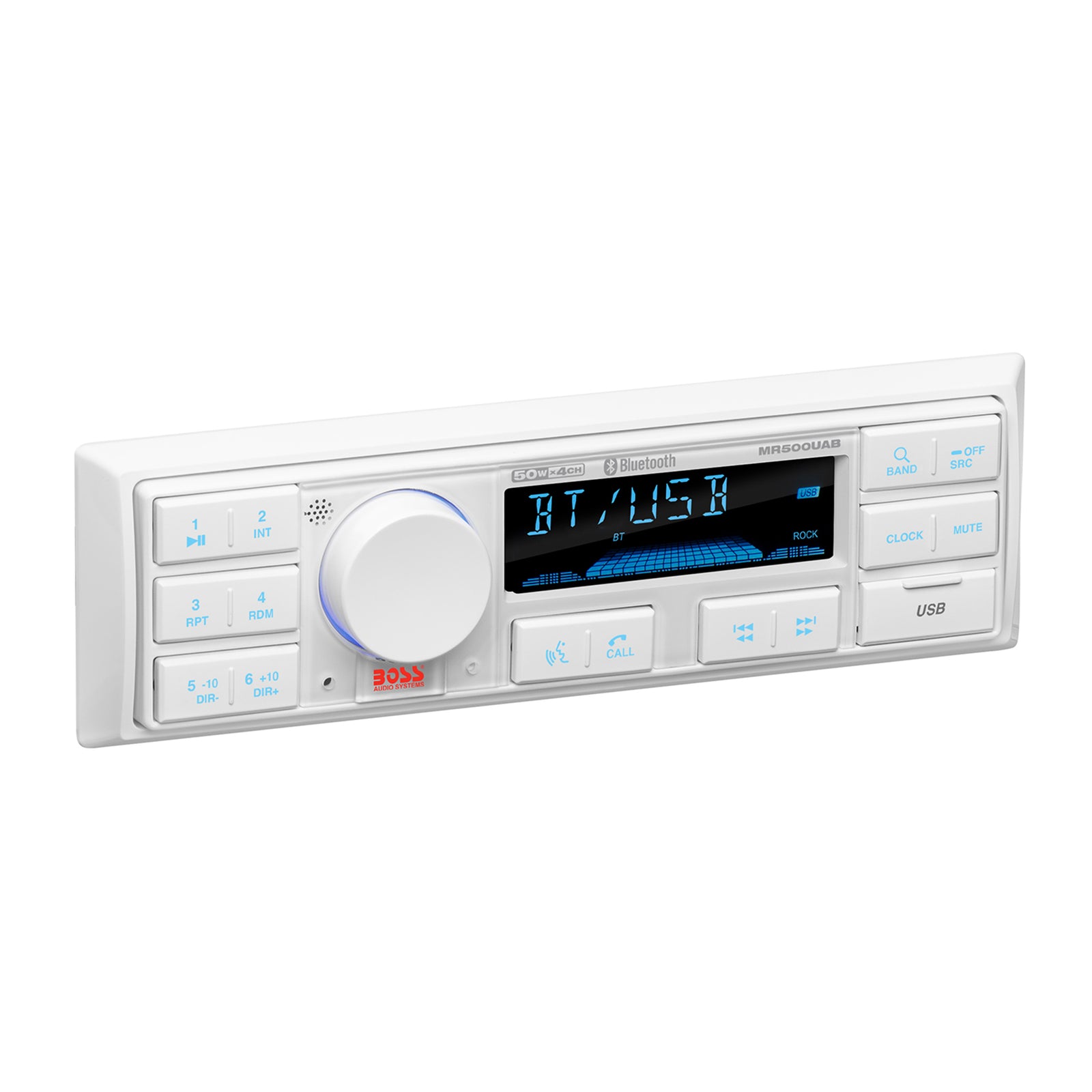 BOSS Audio Single-DIN Mech-Less Marine Audio Bluetooth Multimedia Player, White - VMInnovations