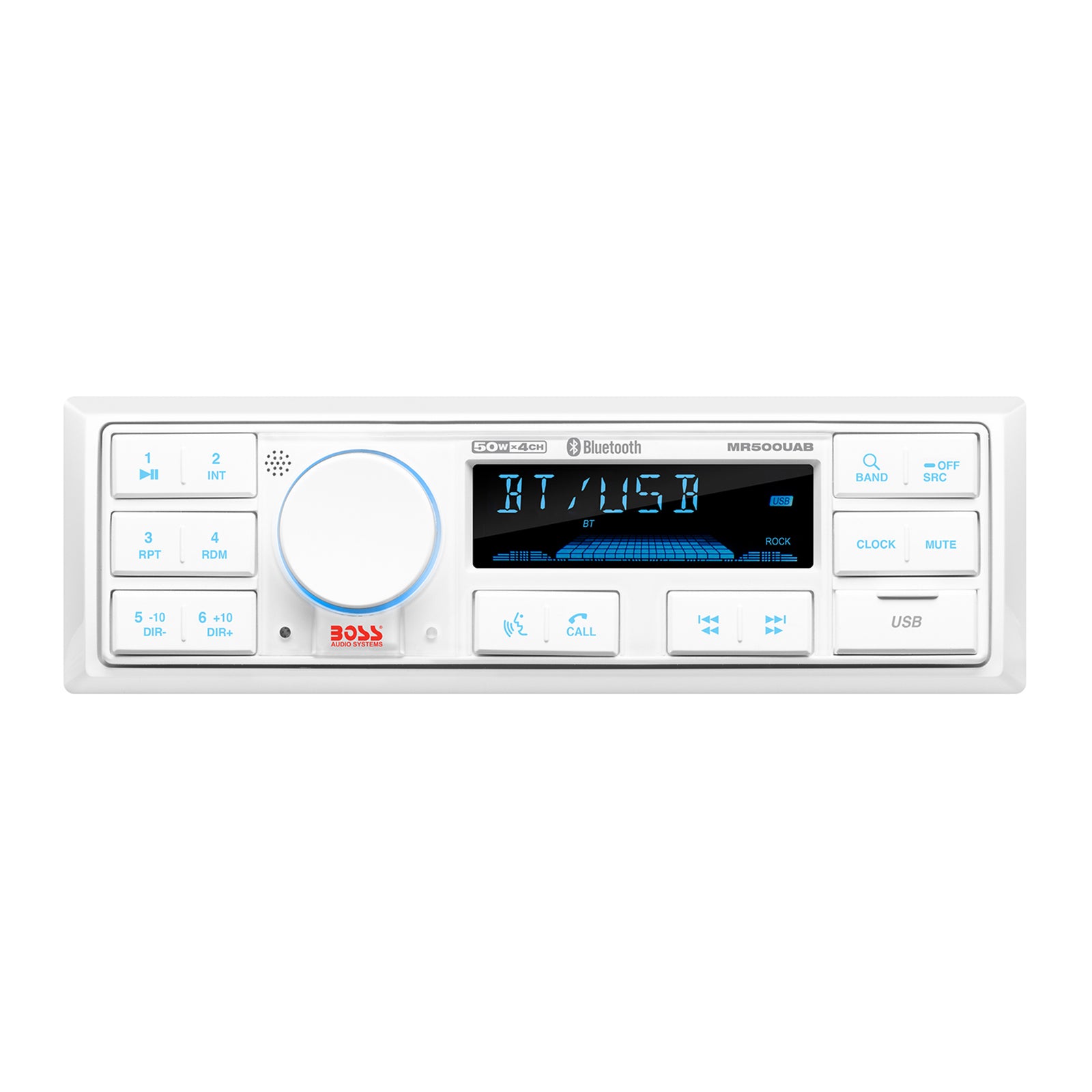 BOSS Audio Single-DIN Mech-Less Marine Audio Bluetooth Multimedia Player, White - VMInnovations