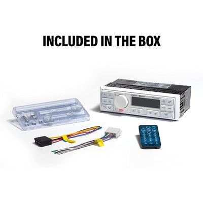 BOSS Audio Single-DIN Mech-Less Marine Audio Bluetooth Multimedia Player, White - VMInnovations