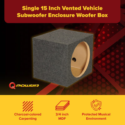 QPower 12" Heavy-Duty Single Sealed Vehicle Subwoofer Box, Gray (Used)
