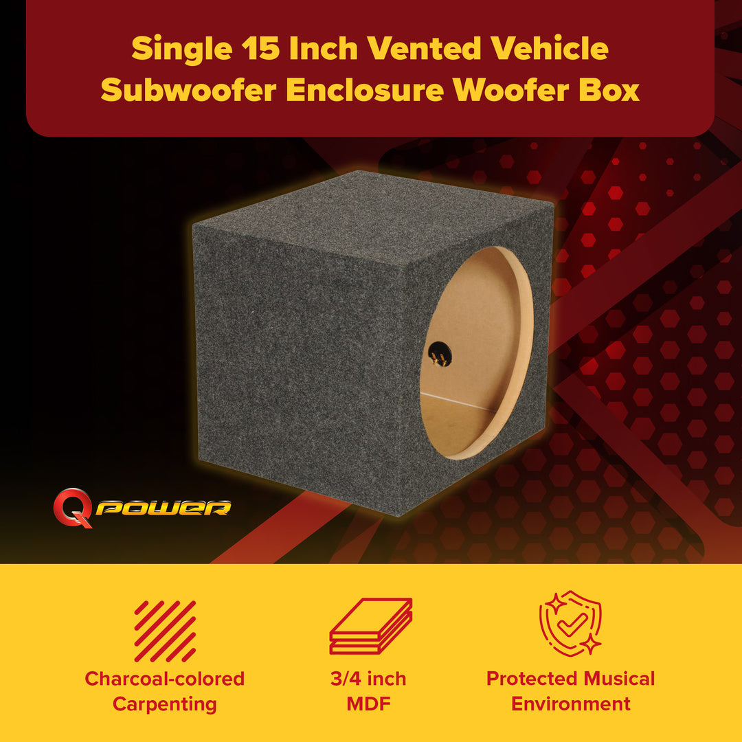 QPower 12" Single Sealed Vehicle Subwoofer Enclosure Woofer Box, Gray (Open Box) - VMInnovations