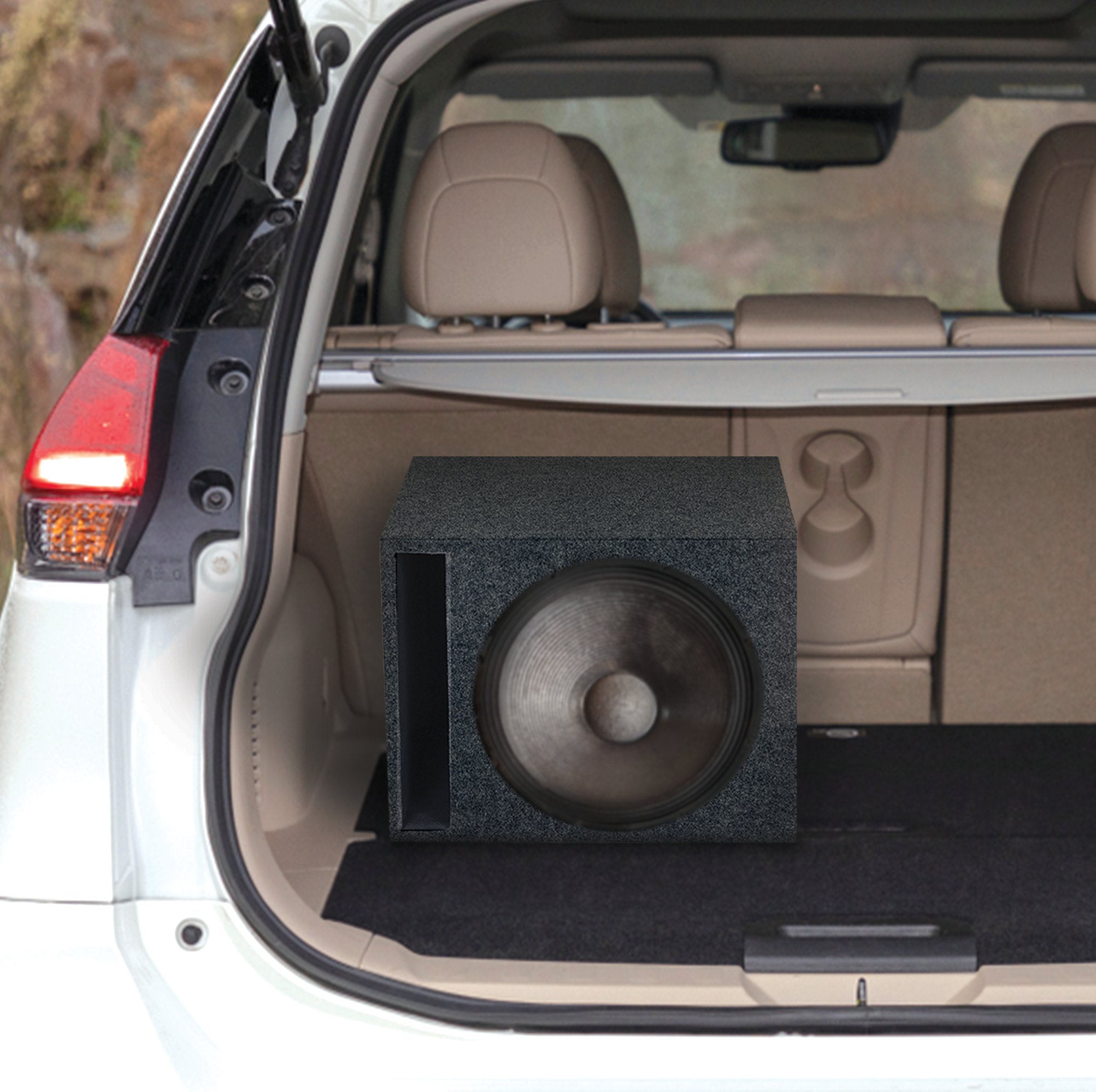 QPower 15" Heavy-Duty Vented Subwoofer Enclosure Woofer Box, Gray (Open Box) - VMInnovations