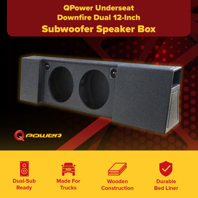 QPower Dual 12" Sub Box - Ford F150 SuperCrew 09-26, F250/F350 Super Duty 17-26