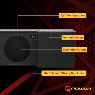 QPower Dual 12" Sub Box - Ford F150 SuperCrew 09-26, F250/F350 Super Duty 17-26