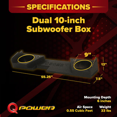 QPower 2014 DCAB Underseat Downfire Dual 10 In Sealed Subwoofer Cabinet (Used) - VMInnovations