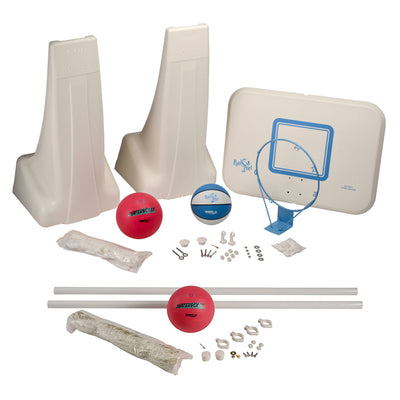Dunn-Rite PoolSport Combination Volleyball Basketball Set with Regulation & Ball