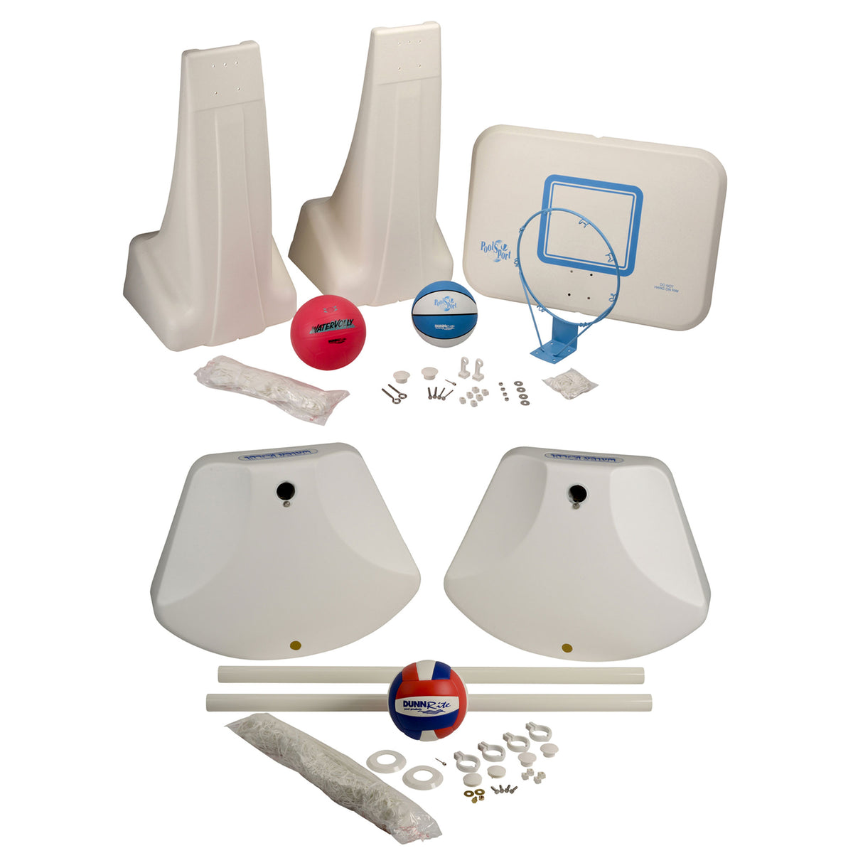 Dunn-Rite PoolSport Combo Volleyball Basketball Set w/ WaterVolly Ball and Net