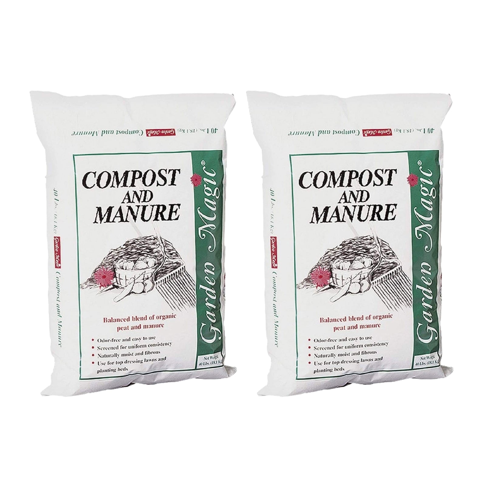 Michigan Peat 5240 Lawn Garden Compost and Manure Blend, 40 Pound Bag (2 Pack) - VMInnovations