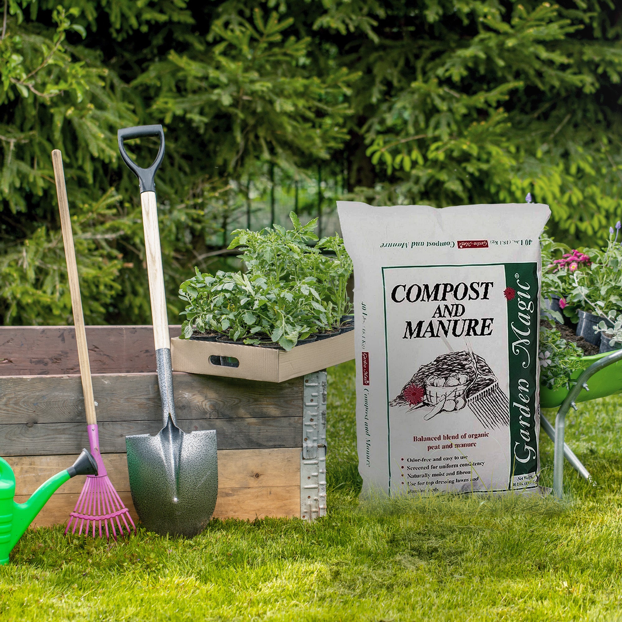 Michigan Peat 5240 Lawn Garden Compost and Manure Blend, 40 Pound Bag (2 Pack) - VMInnovations