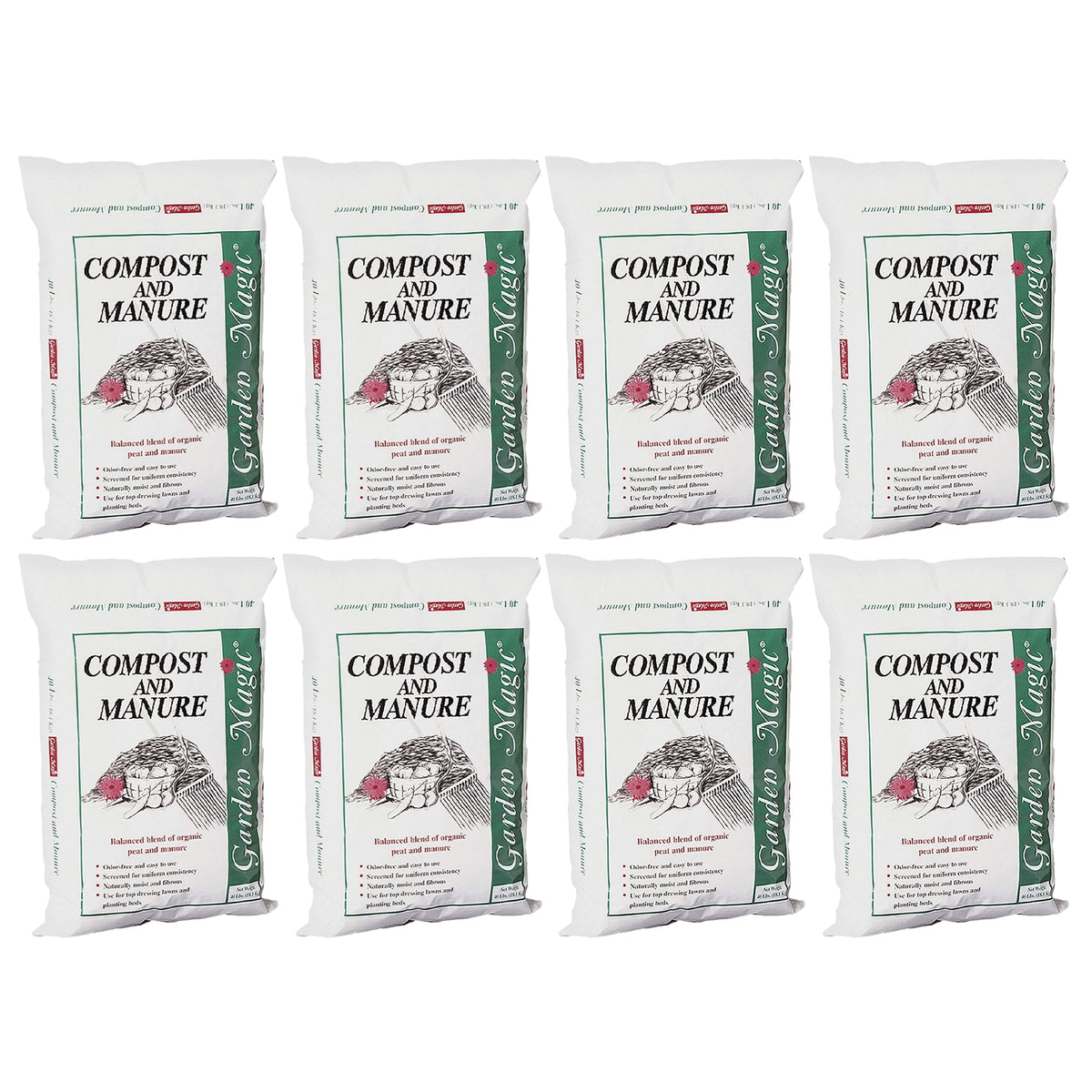 Michigan Peat 5240 Lawn Garden Compost and Manure Blend, 40 Pound Bag (8 Pack) - VMInnovations