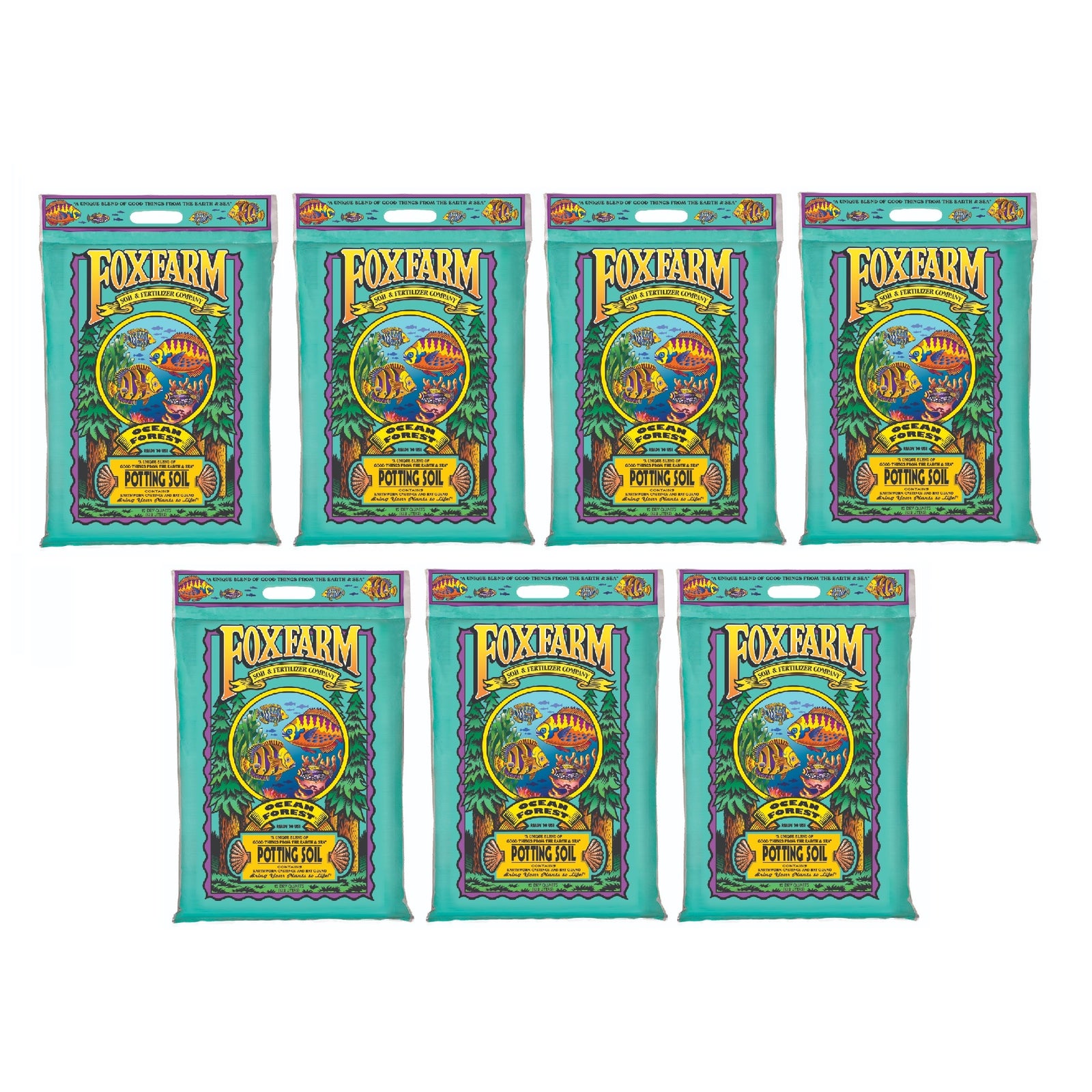 FoxFarm Ocean Forest Organic Garden Potting Soil Mix, 12 Quart Bag (7 Pack) - VMInnovations