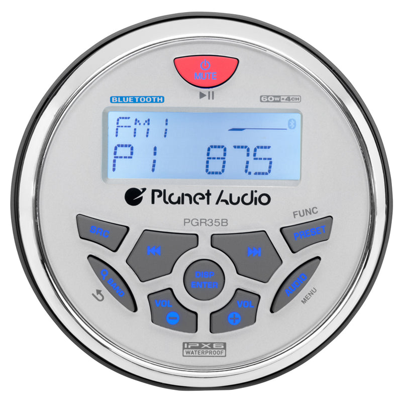 Planet Audio 3.5" Marine MP3/Radio Bluetooth Stereo Receiver PGR35B (2 Pack)