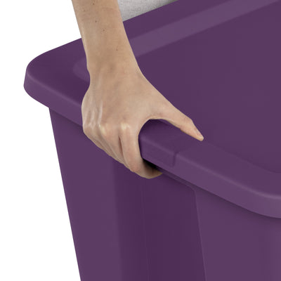 Sterilite Classic Lidded Stackable 30 Gallon Storage Tote Container, Moda Purple