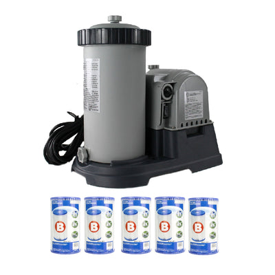 Intex Above Ground Pool Cartridge Filter Pump & Type B Filter Cartridge (5 Pack) - VMInnovations