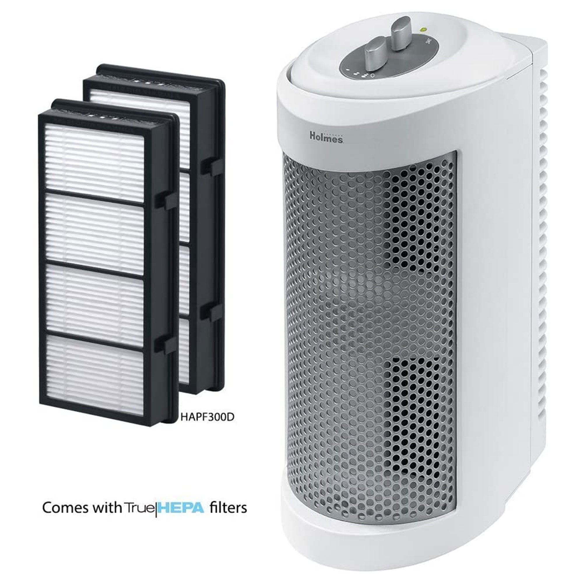 Holmes Indoor Mini Tower Air Purifier & Odor Eliminator for Small Spaces, White