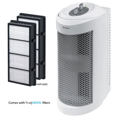 Holmes Indoor Mini Tower Air Purifier & Odor Eliminator for Small Spaces, White