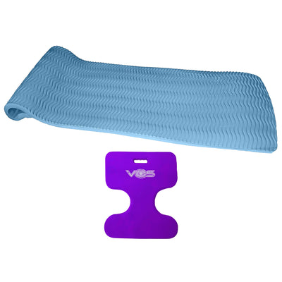 Vos 72" Soft Wavy Foam Water Lounger + Oasis Water Saddle Seat, Blue/Purple Set - VMInnovations