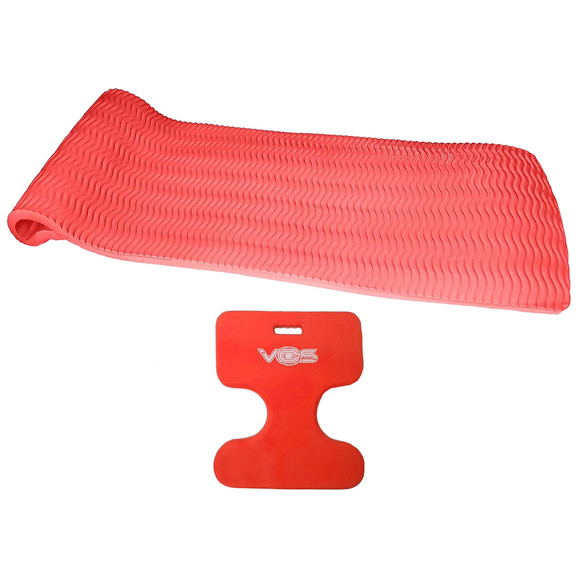 Vos 72 Inch Foam Pool Float Lounger, Coral + Water Saddle Swim Float Seat, Coral - VMInnovations