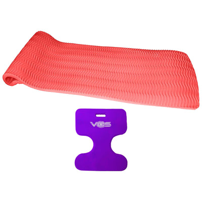 Vos 72 Inch Foam Pool Float Lounger, Coral + Water Saddle Swim Seat, Purple - VMInnovations