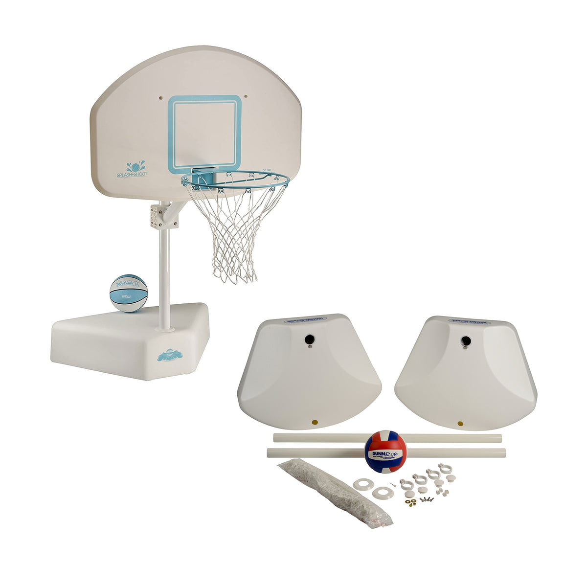 Dunn-Rite Splash & Shoot Pool Basketball Hoop & AquaVolly Pool Volleyball Set