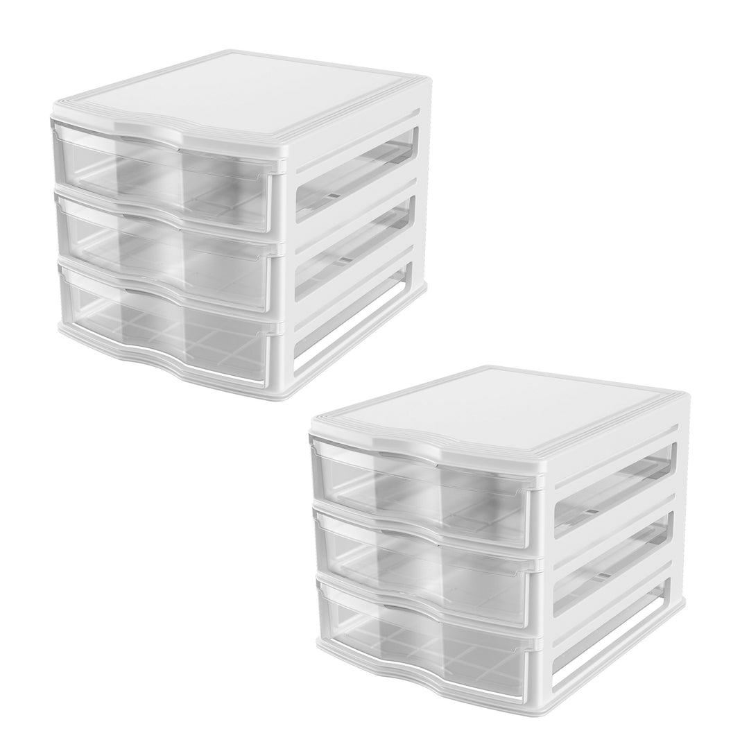 Life Story 3 Drawer Stackable Shelf Organizer Storage Drawers, White (2 Pack)