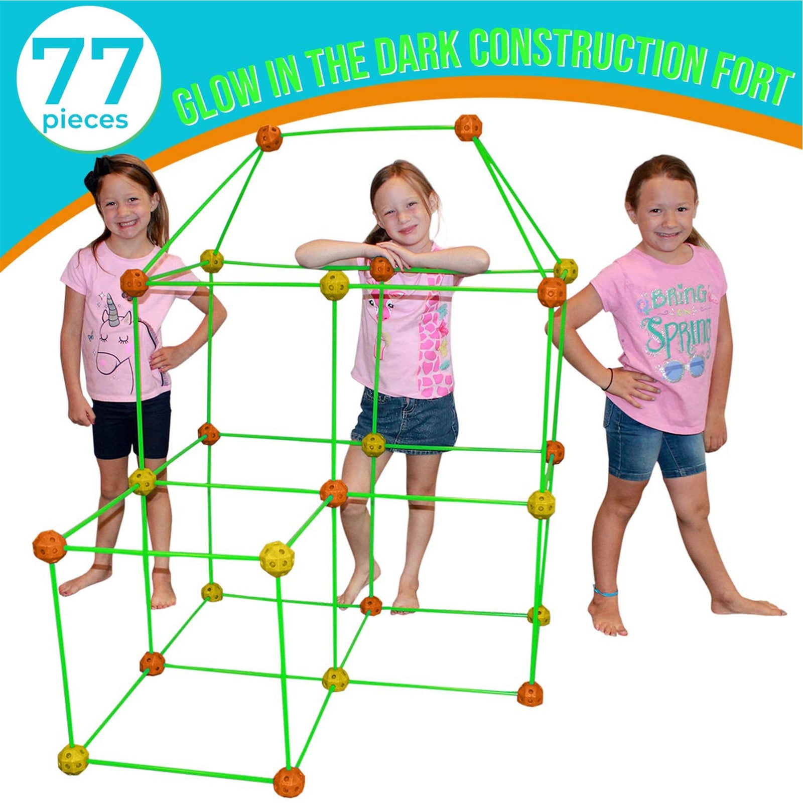 Funphix Glow in the Dark Poles & Yellow/Orange Balls Play Kit, 77pcs(Open Box) - VMInnovations