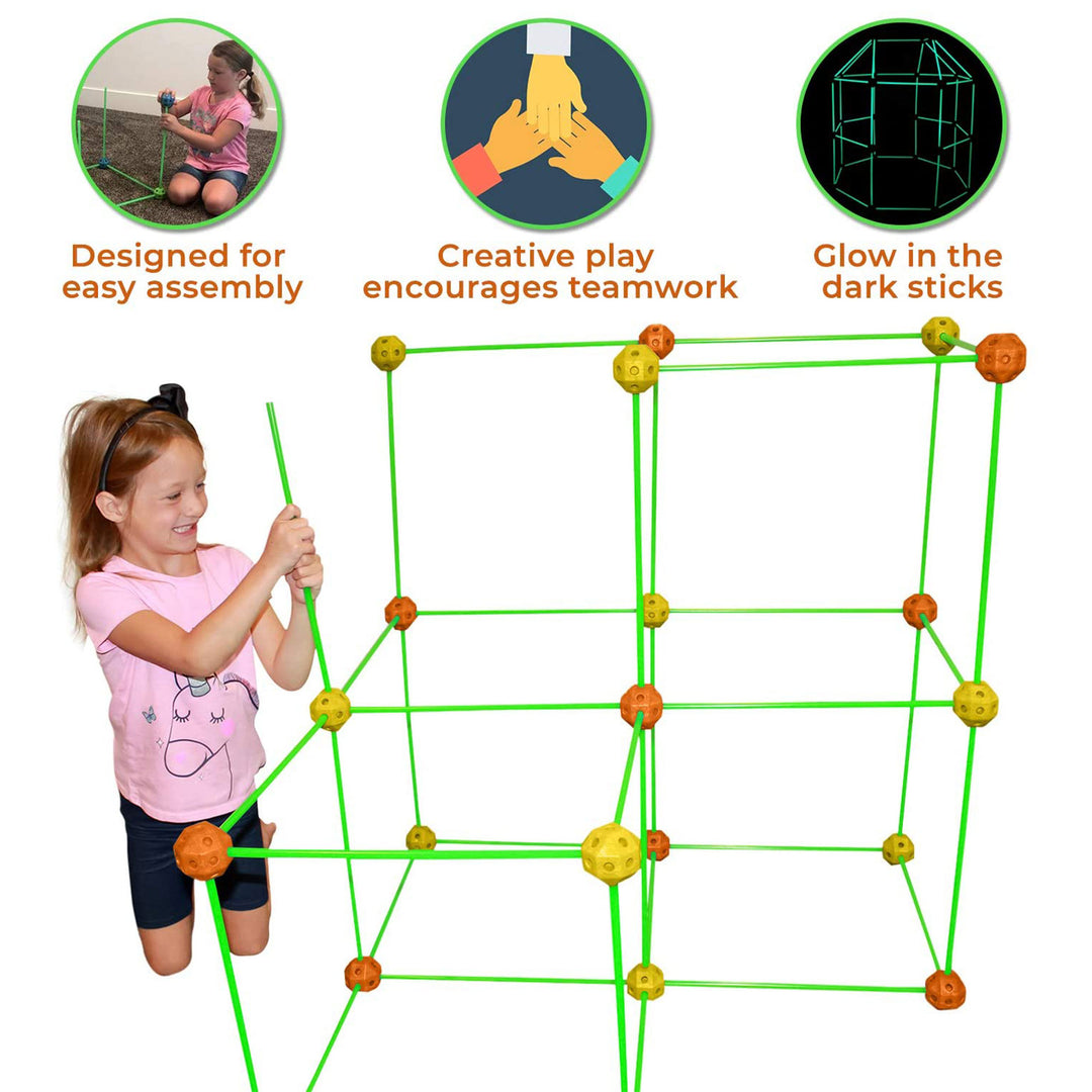 Funphix Glow in the Dark Poles & Yellow/Orange Balls Play Kit, 77pcs(Open Box)