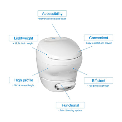 Thetford Magic Bravura High Profile RV Toilet w/Hand Sprayer, White (Open Box) - VMInnovations