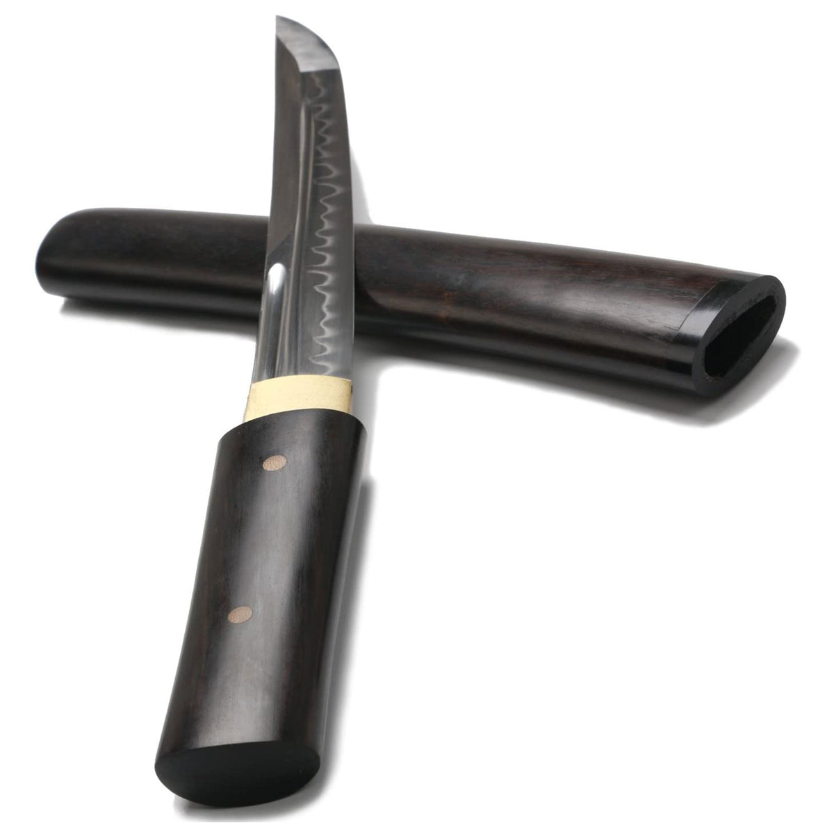 Siwode Short Sharp Handmade Katana with Ebony Sheathe and Bamboo Nails, 15 Inch - VMInnovations