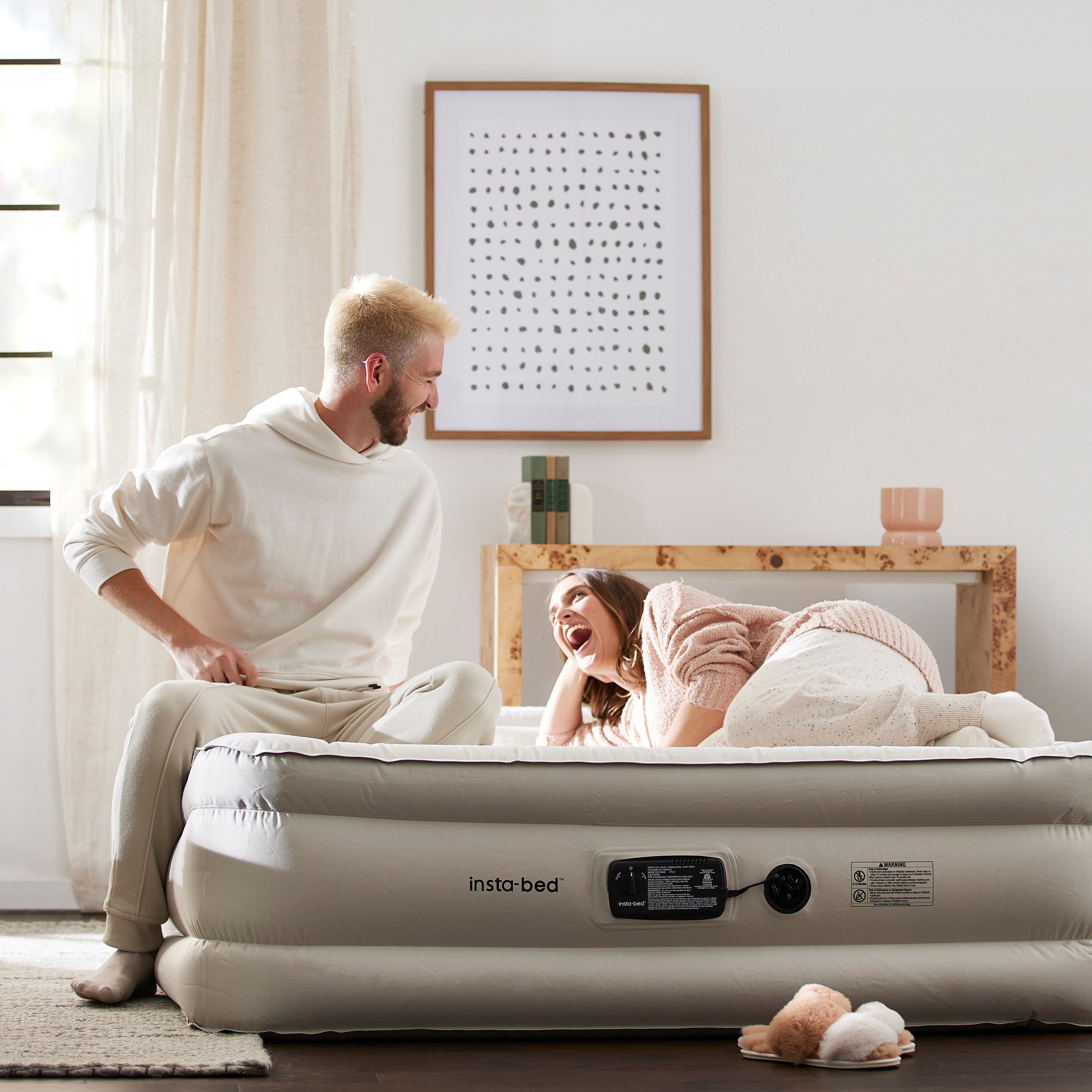 Insta-Bed Raised 18 Inch Queen Air Mattress with NeverFlat Technology & AC Pump - VMInnovations
