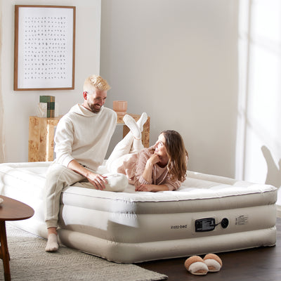 Insta-Bed Raised 18 Inch Queen Air Mattress with NeverFlat Technology & AC Pump - VMInnovations