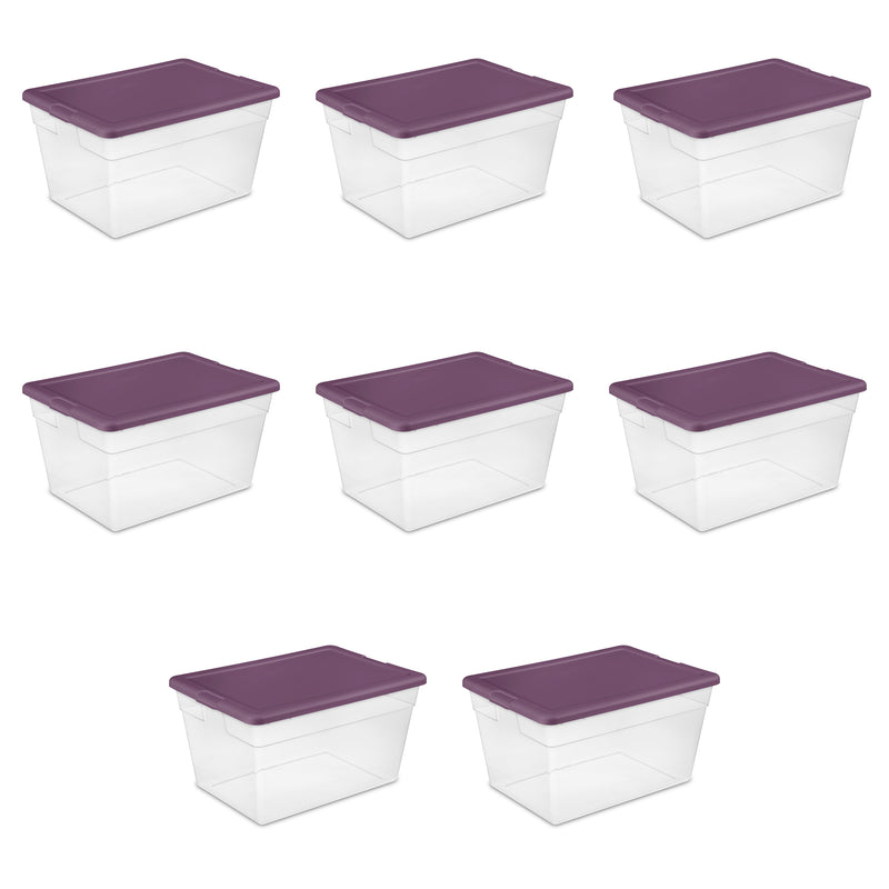 Sterilite Stackable 56 Qt Storage Tote Organizing Containers with Lid, (8 Pack)