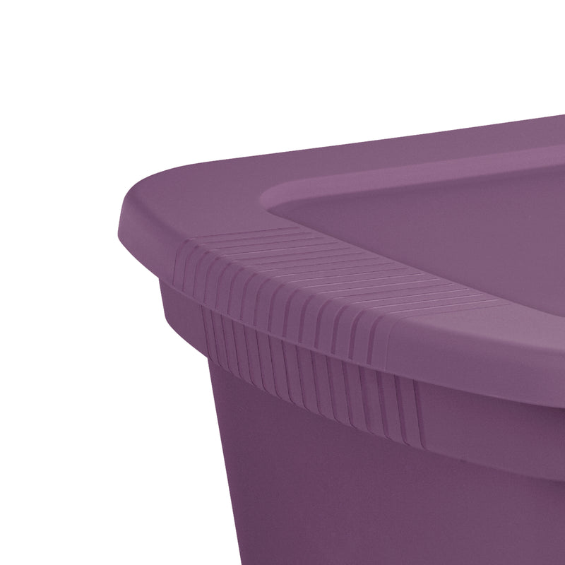 Sterilite Lidded Stackable 18 Gallon Storage Tote Container, Purple, 8 Pack