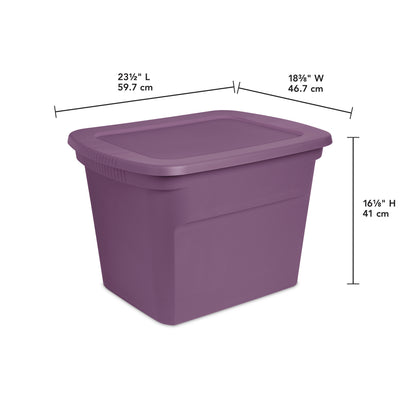 Sterilite Lidded Stackable 18 Gallon Storage Tote Container, Purple, 8 Pack