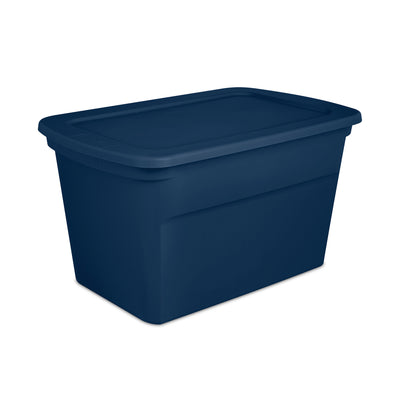 Sterilite Classic Lidded Stackable 30 Gallon Storage Tote Container, Marine Blue
